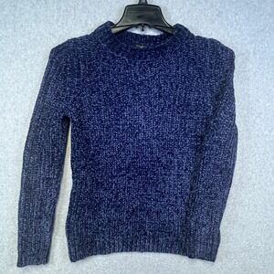 Talbots Chenille‎ Sweater Women's P-S Navy Blue Mock Neck Long Sleeve Pullover